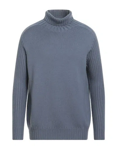 Gran Sasso Man Turtleneck Pastel Blue Size 44 Virgin Wool In Blue