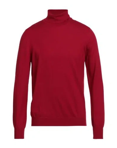 Gran Sasso Man Turtleneck Red Size 44 Virgin Wool In Burgundy