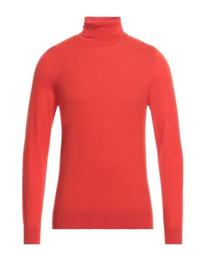 Gran Sasso Man Turtleneck Rust Size 42 Virgin Wool, Polyester In Red