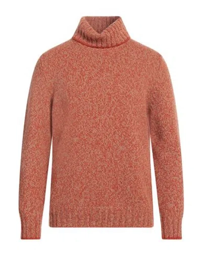 Gran Sasso Man Turtleneck Rust Size 44 Virgin Wool In Red