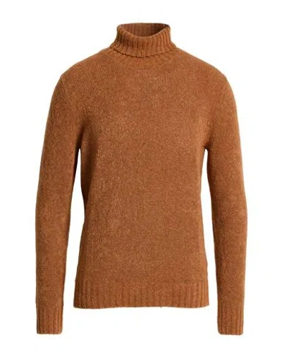Gran Sasso Man Turtleneck Rust Size 46 Virgin Wool, Polyamide In Brown