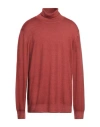 Gran Sasso Man Turtleneck Rust Size 50 Virgin Wool In Red