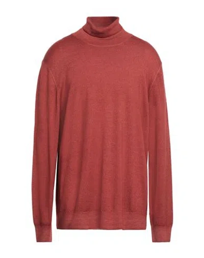 Gran Sasso Man Turtleneck Rust Size 50 Virgin Wool In Red