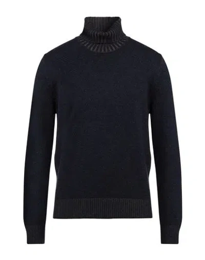 Gran Sasso Man Turtleneck Navy Size 38 Virgin Wool, Cashmere, Viscose In Blue