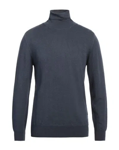 Gran Sasso Man Turtleneck Slate Blue Size 42 Virgin Wool In Blue