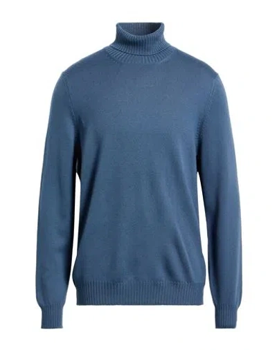 GRAN SASSO GRAN SASSO MAN TURTLENECK SLATE BLUE SIZE 46 VIRGIN WOOL
