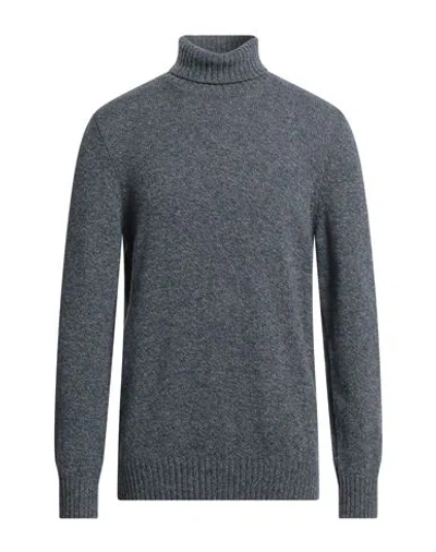 Gran Sasso Man Turtleneck Slate Blue Size 46 Virgin Wool In Blue