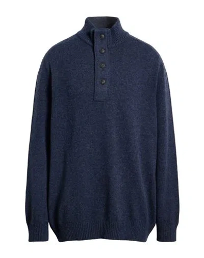 Gran Sasso Man Turtleneck Slate Blue Size 50 Virgin Wool In Multi