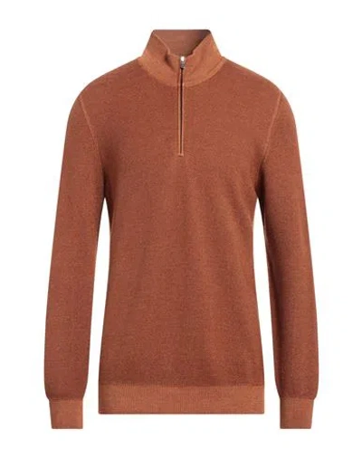 Gran Sasso Man Turtleneck Tan Size 42 Virgin Wool In Brown