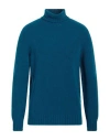 Gran Sasso Man Turtleneck Turquoise Size 44 Virgin Wool, Polyamide In Blue