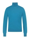 Gran Sasso Man Turtleneck Turquoise Size 46 Virgin Wool In Blue