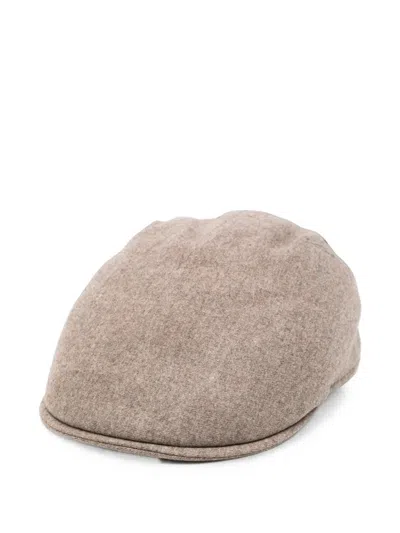 Gran Sasso Marl-effect Flat Cap In Brown