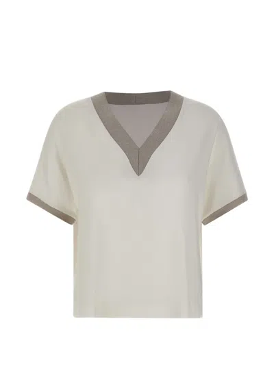 Gran Sasso Micro-ribbed V-neck Sweater In White