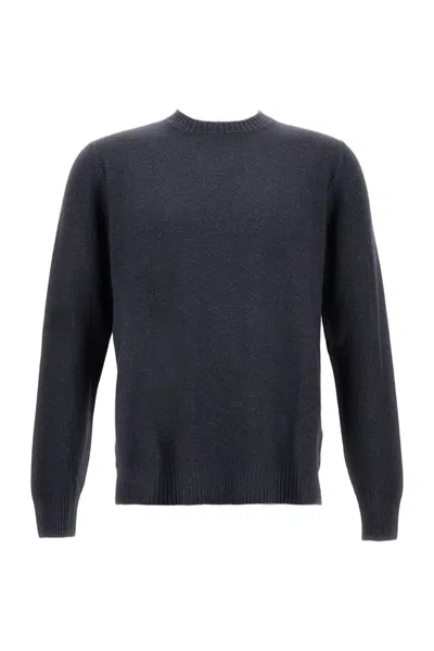 Gran Sasso Minimalist Crew Neck Sweater With Ribbed Trims In Gray