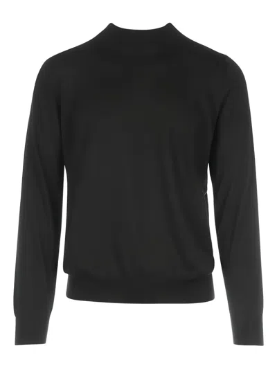 Gran Sasso Mock-neck Wool Sweater In Black