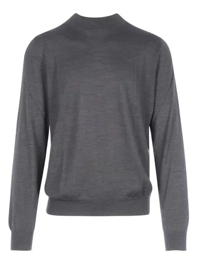 Gran Sasso Mock-neck Wool Sweater In Gray