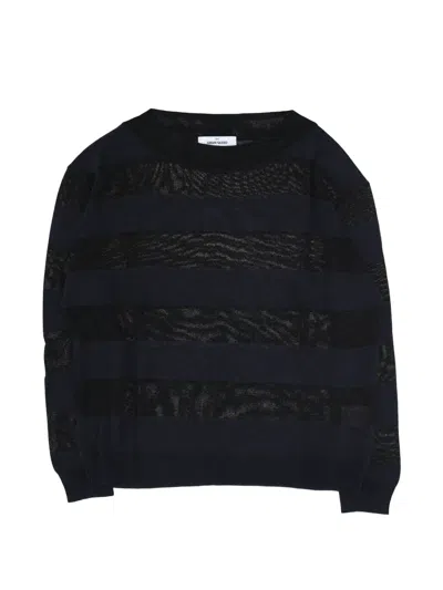 Gran Sasso Openwork Striped Sweater In Black