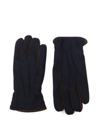 Gran Sasso Panelled Topstitched Gloves In Blue