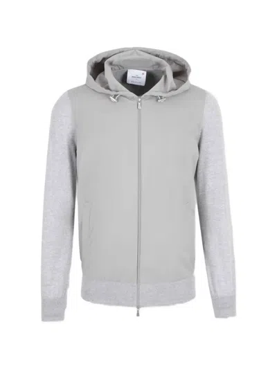 Gran Sasso Panelled Zip-up Hoodie In Gray