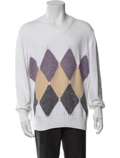 Pre-owned Gran Sasso Patterned V-neck Pullover In Multicolor