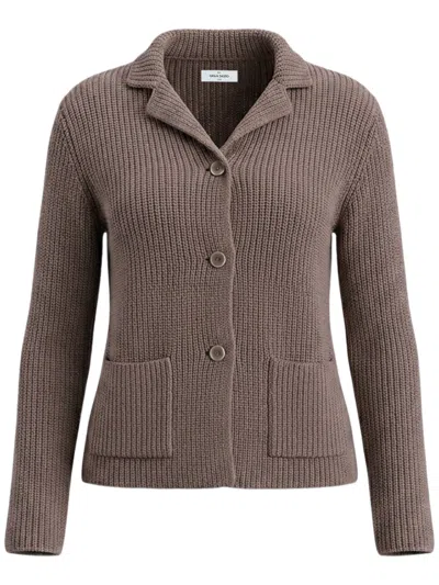 Gran Sasso Pearl Rib Knit Merino Wool Jacket With Patch Pockets In Grey