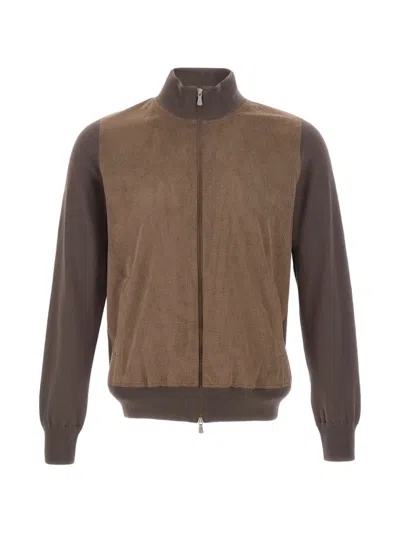 Gran Sasso Perforated Jacket In Brown