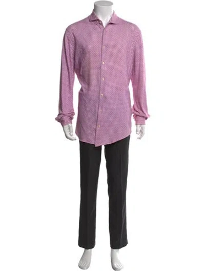 Pre-owned Gran Sasso Plaid Print Long Sleeve Dress Shirt In Purple