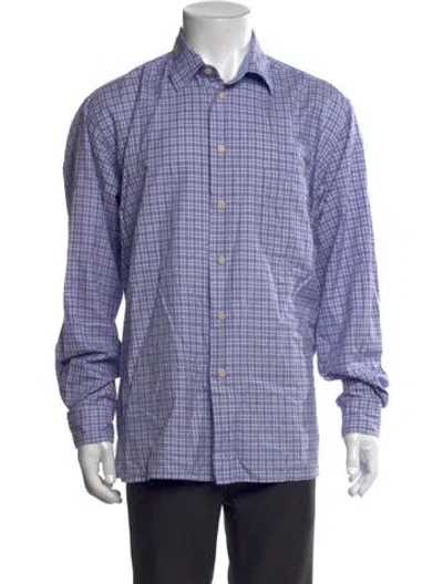 Pre-owned Gran Sasso Plaid Print Long Sleeve Shirt In Blue