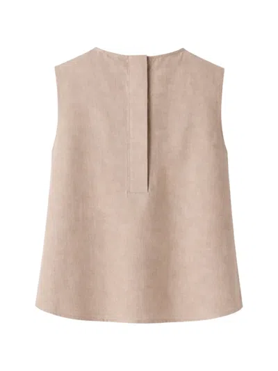Gran Sasso Pleat Sleeveless Top In Brown