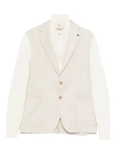 Gran Sasso Pocket Button Blazer In Neutral