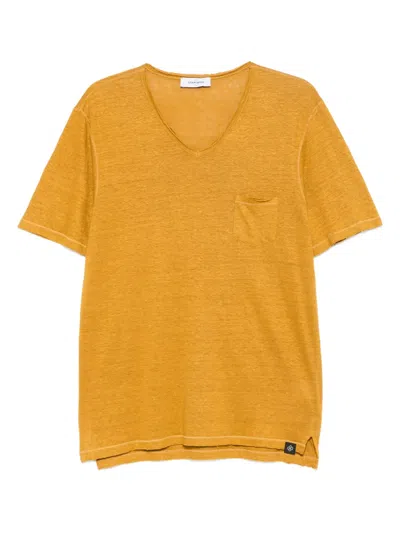 Gran Sasso Pocket V-neck T-shirt In Yellow