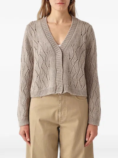 Gran Sasso Pointelle-knit Sequin-embellished Cardigan In Gray