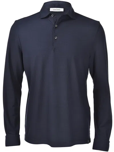 Gran Sasso Buttoned Polo Shirt In Blue