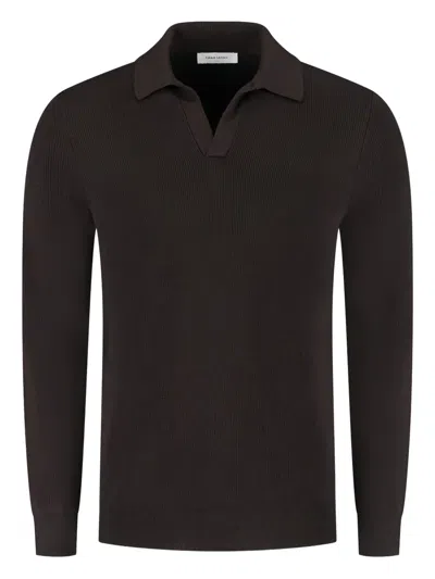 Gran Sasso Polo-collar Ribbed Sweater In Brown