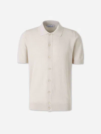 Gran Sasso Short-sleeve Knitted Buttoned Shirt In White