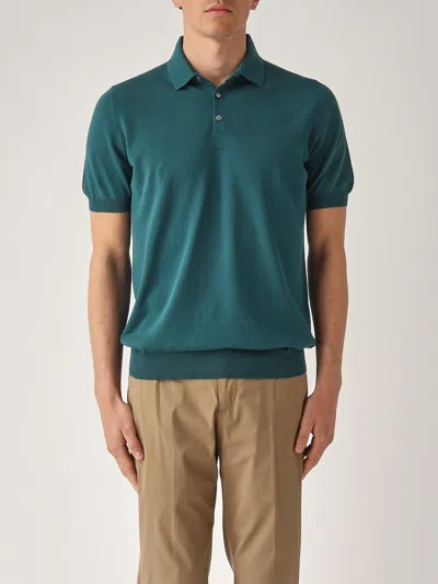Gran Sasso Polo M/c 3 Bottoni Con Balza In Fresh Cotton Polo In Green