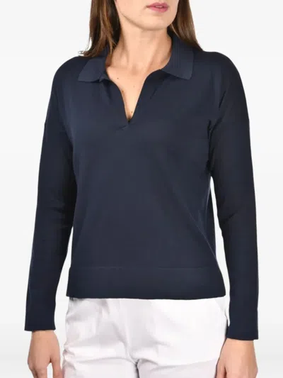 Gran Sasso Polo-neck Cotton Top In Blue