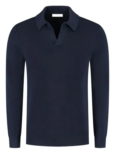 Gran Sasso Polo-neck Ribbed Sweater In Blue