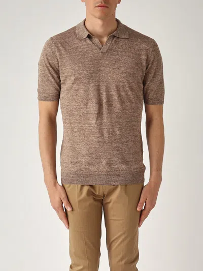 Gran Sasso Polo-neck Linen T-shirt In Brown
