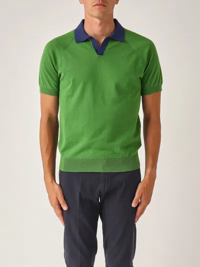 Gran Sasso Polo Skipper M/c Collo Contrasto Con Balza Polo In Green