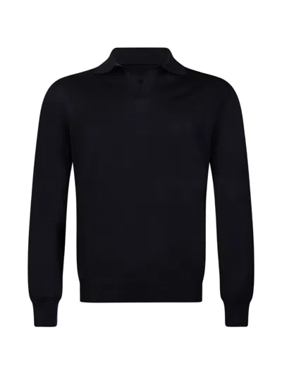 Gran Sasso Polo-collar Long-sleeve Sweater In Blue