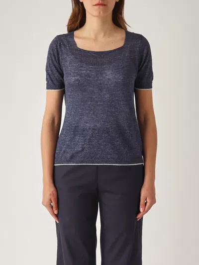 Gran Sasso Pullover M/m Bordi Lurex Sweater In Blue