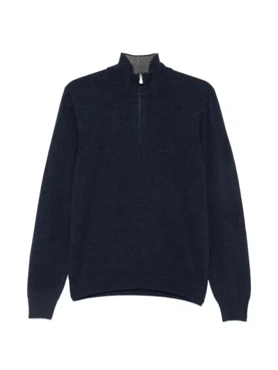 Gran Sasso Quarter-zip Knitted Sweater In Black