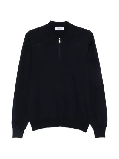 Gran Sasso Quarter-zip Polo Sweater In Black