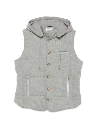 Gran Sasso Quilted Hooded Gilet In Gray