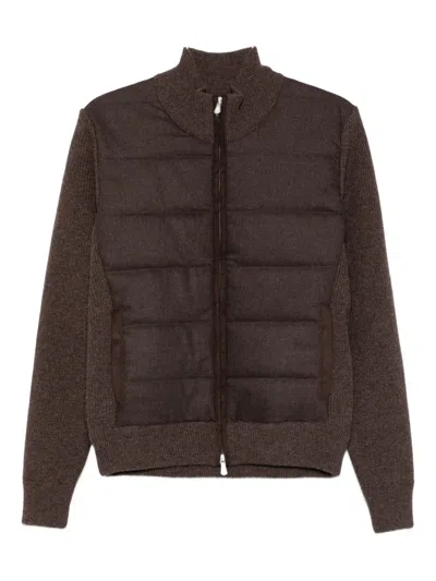 Gran Sasso Quilted Knitted Jacket In Brown