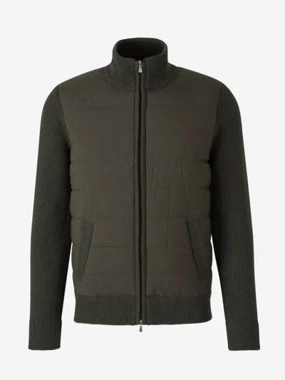 Gran Sasso Quilted Panel Cardigan In Green