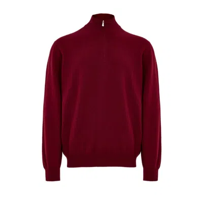Gran Sasso Lupetto Sweater With Half Zip In Dark Red Wool