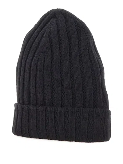 Gran Sasso Ribbed Beanie Hat In Black
