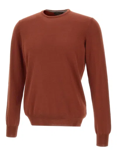 Gran Sasso Ribbed Crew-neck Sweater In Brown